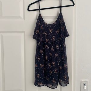Navy with pink bird floral sundress